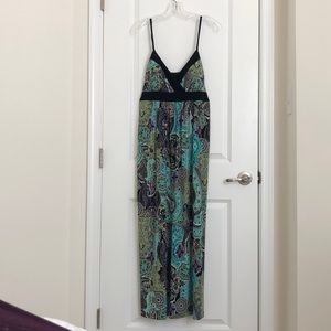 Turquoise and Black Maxi Dress